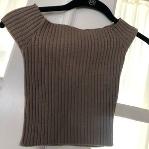 Ribbed off the shoulder top
